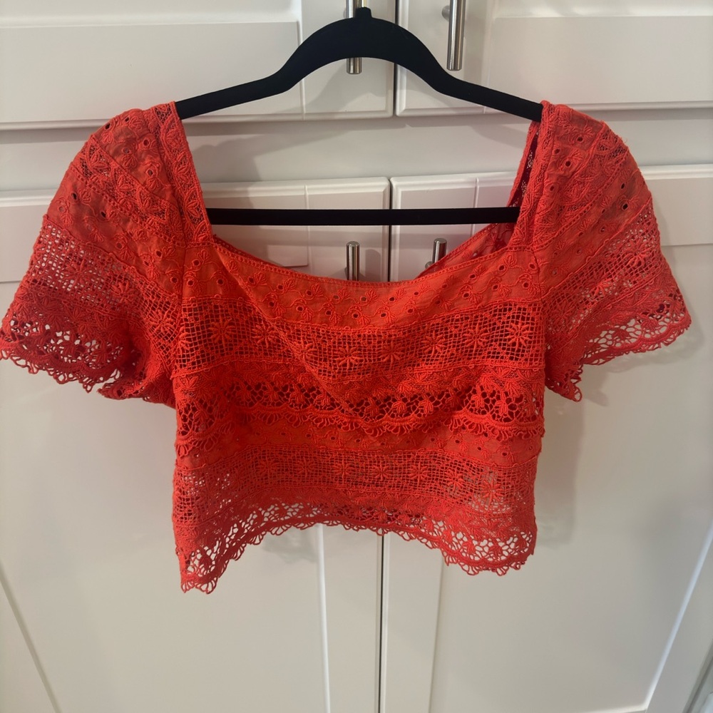 Orange Lace Free People Top - Picture 4 of 6